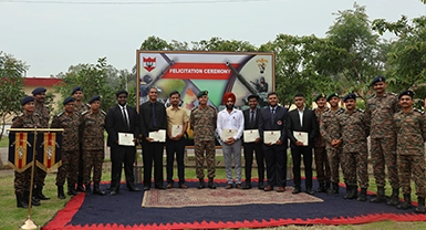 LPU students felicitated by Lt.General Ajay Chandpuria for delivering breakthrough innovations in advanced defense technology